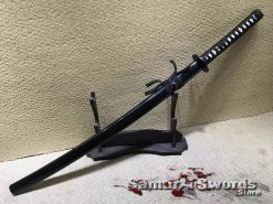 Battle Ready Katana Sword T10 Clay Tempered Steel Blue Acid Dye with Black Saya