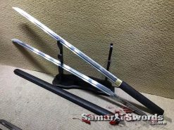 Beautiful Samurai Sword Set 1060 Carbon Steel with Sparkle Black Hardwood Saya