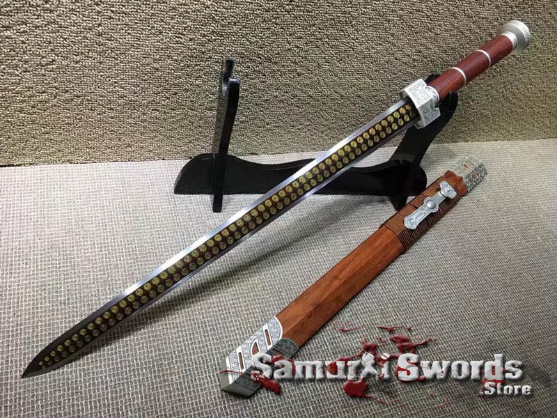 42“ BLACK RED  SAYA 1060 CARBON STEEL HAS DRAGON SHARP CHINESE HAN SWORD 汉剑 