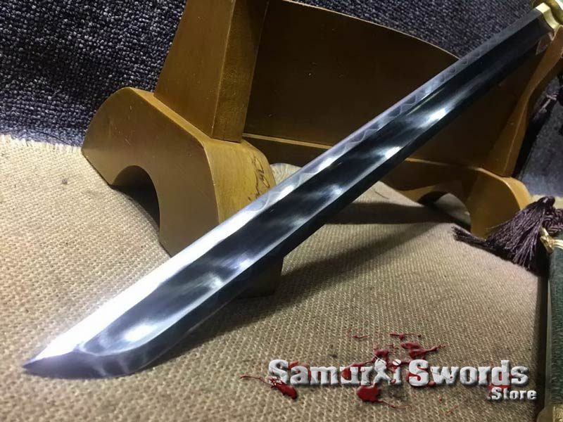 Chinese Chinese Dao Sword T10 Clay Tempered Steel With Full Green Ray Skin Saya