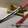 T10 Folded Clay Tempered Steel Japanese Tanto Knife  With Redwood Saya