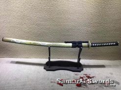 Samurai Katana Sword T10 Folded Clay Tempered Steel with Seashell Dragon saya