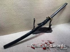 Nagamaki Sword T10 Clay Tempered Steel With Black Saya