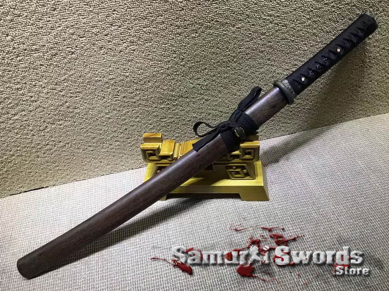T10 Clay Tempered Steel Wakizashi Sword  With Rosewood Saya