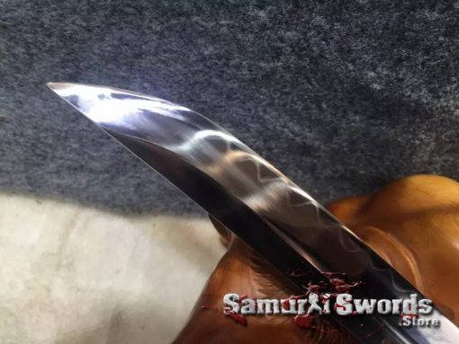 Tanto Knife T10 Clay Tempered Steel With Metallic Burgundy Saya