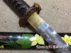 Custom Katana Sword T10 Folded Clay Tempered Steel with Hadori Polish and engraved Shrimps