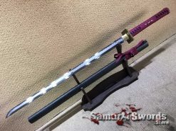 Ninjato Sword T10 Folded Clay Tempered Steel with Hadori Polish and Sparkle Black Hardwood Saya