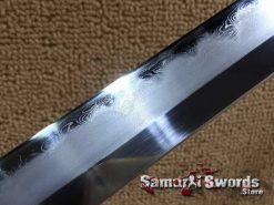 Straight Blade Ninjato T10 Folded Clay Tempered Steel with Hadori Polish