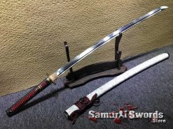 Battle Ready Katana T10 Clay Tempered Steel with Special White Marble Pattern Saya