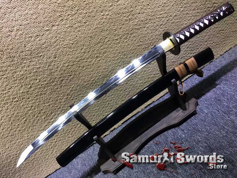 Black peacock Japanese samurai sword full tang T10 steel Wakizashi Black Blade 