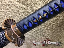 Black Leather with Indigo Blue Samegawa