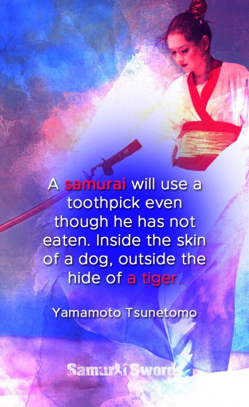 A samurai will use a toothpick even though he has not eaten. Inside the skin of a dog