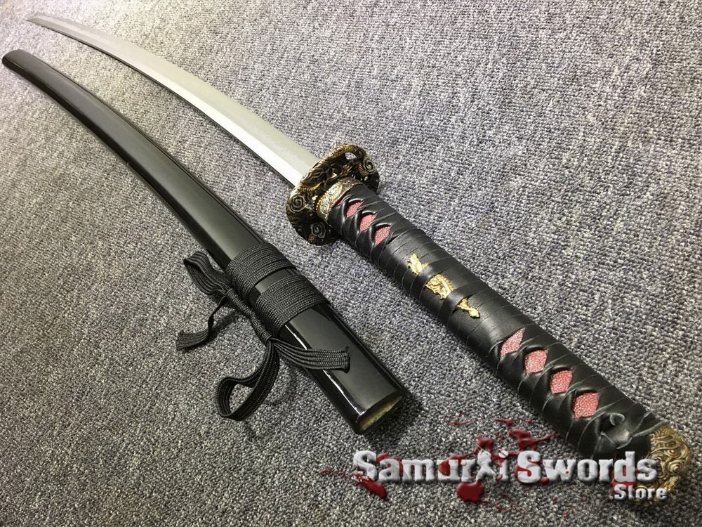 火焰纹 hand forged Choji Hamon T10 steel clay tempered Japanese NINJA Sword sharp. 