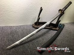 Battle Ready Katana Sword T10 Folded Clay Tempered Steel with Feather Hadori Polish (13)