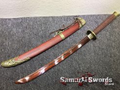 Chinese Broadsword 1060 Folded Steel with Red acid Dye (7)