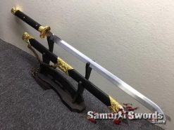 Chinese Jian Sword 9260 Spring Steel Ebony Wood Scabbard (1)
