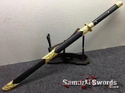 Chinese Jian Sword 9260 Spring Steel Ebony Wood Scabbard (3)