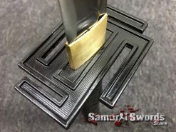 Full Tang Katana Sword 1060 Carbon Steel Synthentic Leather Shiny Gold Saya (4)