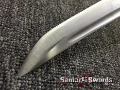 Full Tang Katana Sword 1060 Carbon Steel Synthentic Leather Shiny Gold Saya (5)