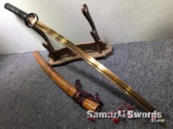 Hand Made Katana T10 Clay Tempered Steel with Gold Acid Dye (1)