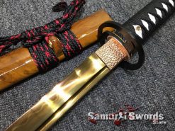 Hand Made Katana T10 Clay Tempered Steel with Gold Acid Dye (9)