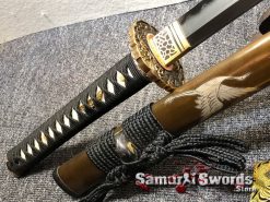 Katana Sword T10 Folded Clay Tempered Steel with Hadori Polish Hand Carved Pelican Saya (1)