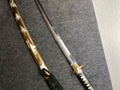 Katana Sword T10 Folded Clay Tempered Steel with Hadori Polish Hand Carved Pelican Saya (15)