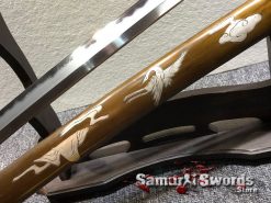 Katana Sword T10 Folded Clay Tempered Steel with Hadori Polish Hand Carved Pelican Saya (4)
