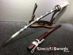 Katana Wakizashi Sword Set T10 Folded Clay Tempered Steel with Hadori Polish Seashell Bird pattern Saya with Real Buffalo Horn (10)