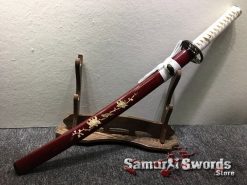 Katana Wakizashi Sword Set T10 Folded Clay Tempered Steel with Hadori Polish Seashell Bird pattern Saya with Real Buffalo Horn (14)