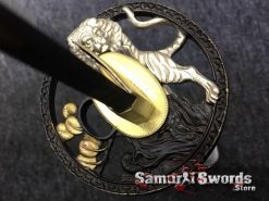 Katana Wakizashi Sword Set T10 Folded Clay Tempered Steel with Hadori Polish Seashell Bird pattern Saya with Real Buffalo Horn (6)