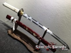Katana Wakizashi Sword Set T10 Folded Clay Tempered Steel with Hadori Polish Seashell Bird pattern Saya with Real Buffalo Horn (7)