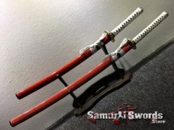 Katana and Wakizashi Sword Set T10 Folded Clay Tempered Steel (17)