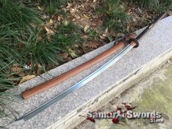 Large Nagamaki Sword 1095 Folded Carbon Steel Rosewood Saya (4)