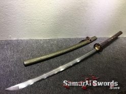 Nagamaki Sword T10 Folded Clay Tempered Steel with Hadori Polish Sythentic Leopard Leather Saya (1)