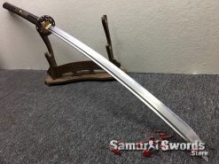 Nagamaki Sword T10 Folded Clay Tempered Steel with Hadori Polish Sythentic Leopard Leather Saya (2)
