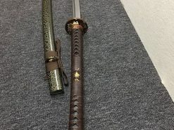 Nagamaki Sword T10 Folded Clay Tempered Steel with Hadori Polish Sythentic Leopard Leather Saya (6)