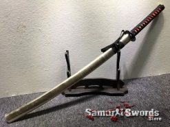 Samurai Katana 1060 Carbon Steel Synthetic Leather Fish Scales Pattern Saya (4)