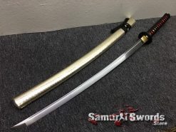 Samurai Katana 1060 Carbon Steel Synthetic Leather Fish Scales Pattern Saya (8)