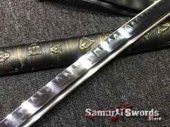 Samurai Katana Blade T10 Clay Tempered Steel Sythentic Leopard Saya with Shoulder Strap (1)