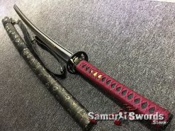 Samurai Katana Blade T10 Clay Tempered Steel Sythentic Leopard Saya with Shoulder Strap (6)