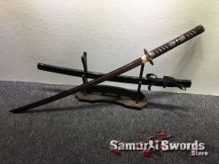 Tactical Katana T10 Folded Clay Tempered Steel with Red Acid Dye (4)