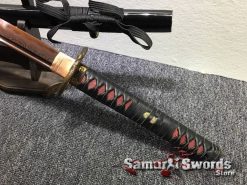Tactical Katana T10 Folded Clay Tempered Steel with Red Acid Dye (5)