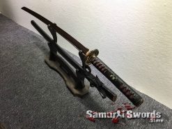 Tactical Katana T10 Folded Clay Tempered Steel with Red Acid Dye (9)