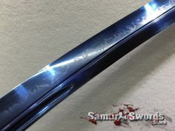 Tanto Choji Hamon T10 Clay Tempered Steel with Hadori Polish and Blue Acid Dye (6)