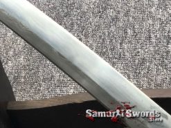 Wakizashi Sword 1095 Folded Steel Synthetic Green Leopard Leather Wood Saya (4)