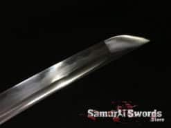 Handmade Wakizashi Sword T10 Folded Clay Tempered Steel with Maple Wood Saya & Brass Fittings (6)