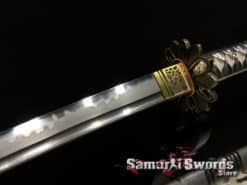 Japanese Katana Sword T10 Clay Tempered Steel with Hadori Polish and Silver lacquered wood Saya (12)
