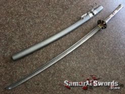 Japanese Katana Sword T10 Clay Tempered Steel with Hadori Polish and Silver lacquered wood Saya (14)