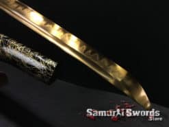 Japanese Katana T10 Clay Tempered Steel with Gold Acid Dye and Black And Gold Saya (12)